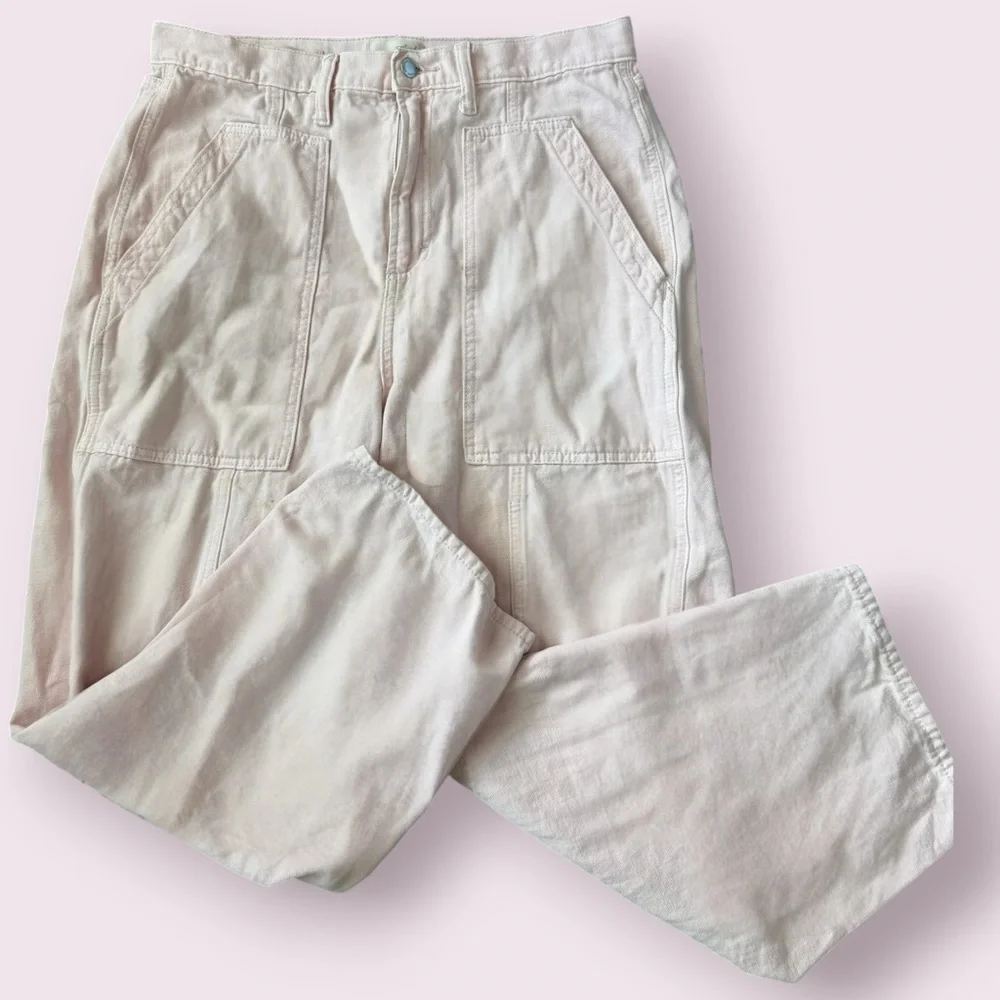 Universal Thread High Rise Utility Jeans Light Pink Wide Leg Size 12 - Picture 3 of 4